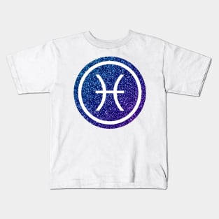 Blue Purple Glitter Zodiac - Pisces Kids T-Shirt